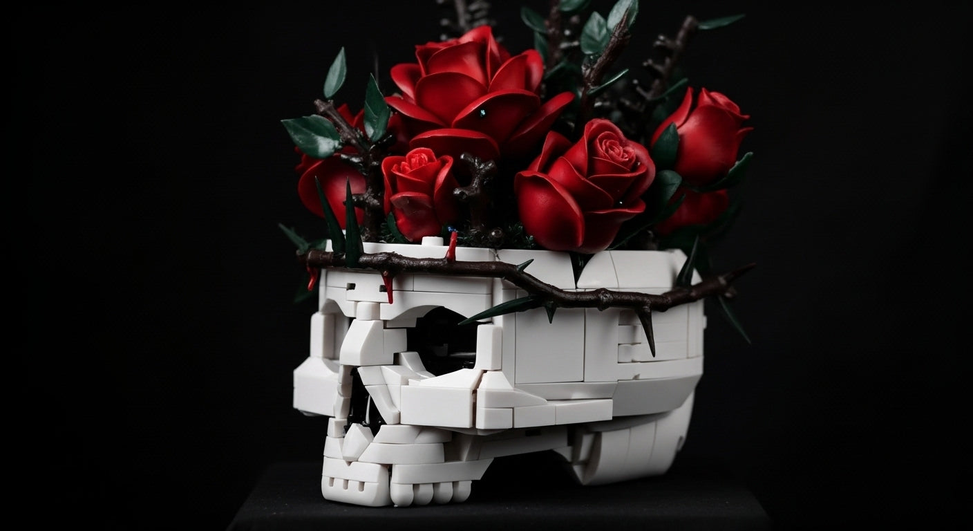 Skull with Red Roses (1161 pieces)