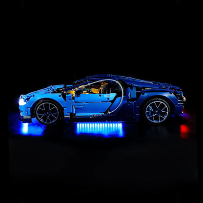 (57% OFF) Super Blue Bugatti Chiron with a W16 Engine and 56 cm in Length (3599 pieces)