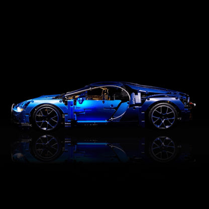(57% OFF) Super Blue Bugatti Chiron with a W16 Engine and 56 cm in Length (3599 pieces)