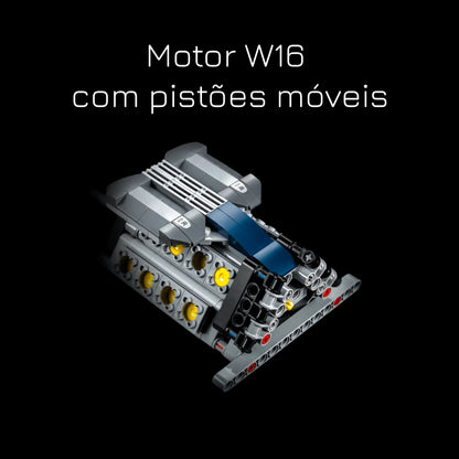 (57% OFF) Super Blue Bugatti Chiron with a W16 Engine and 56 cm in Length (3599 pieces)