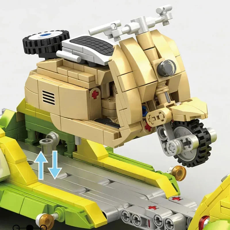 Hippie Beetle + Motorcycle + Gas Station (1409 pcs)