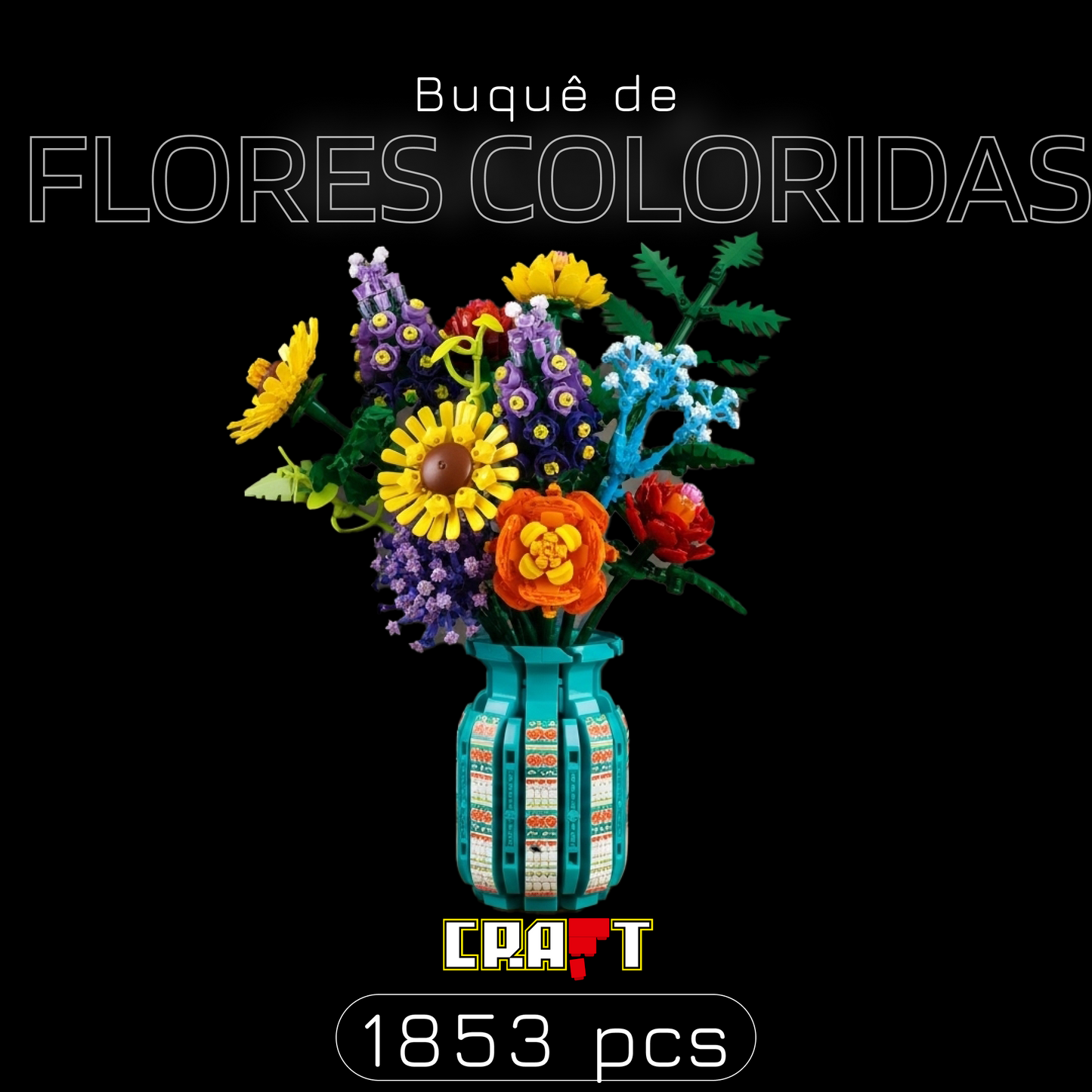 Colorful Flower Bouquet (1,853 pieces)